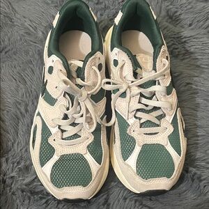 Nike Green and Cream Athletic Shoes